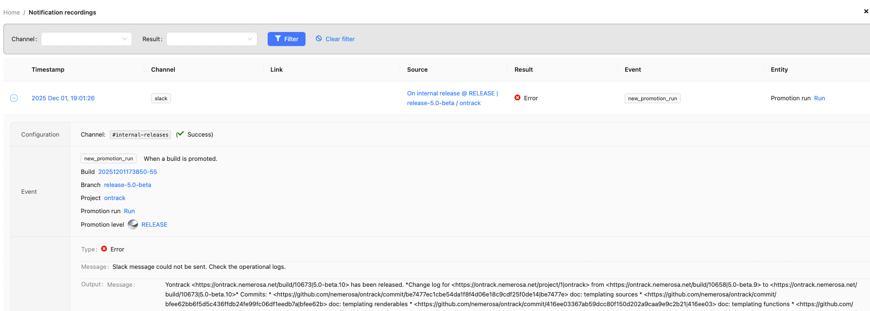 Notification record details