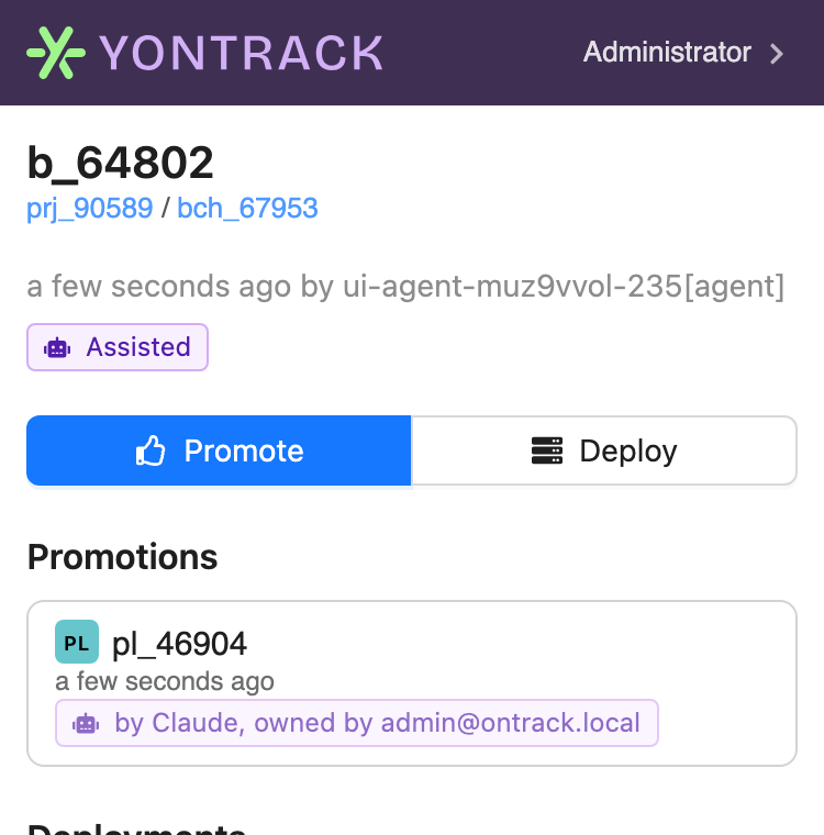 The build screen of the mobile UI